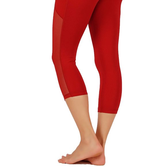 Yoga Leggings Side Mesh Pockets Pants Capri GD56 - Picture 3 of 6